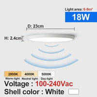 LED Radar Mozgásérzékelős Mennyezeti Lámpa –  Fekete/Fehér