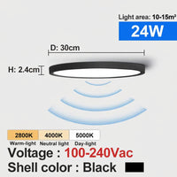 LED Radar Mozgásérzékelős Mennyezeti Lámpa –  Fekete/Fehér