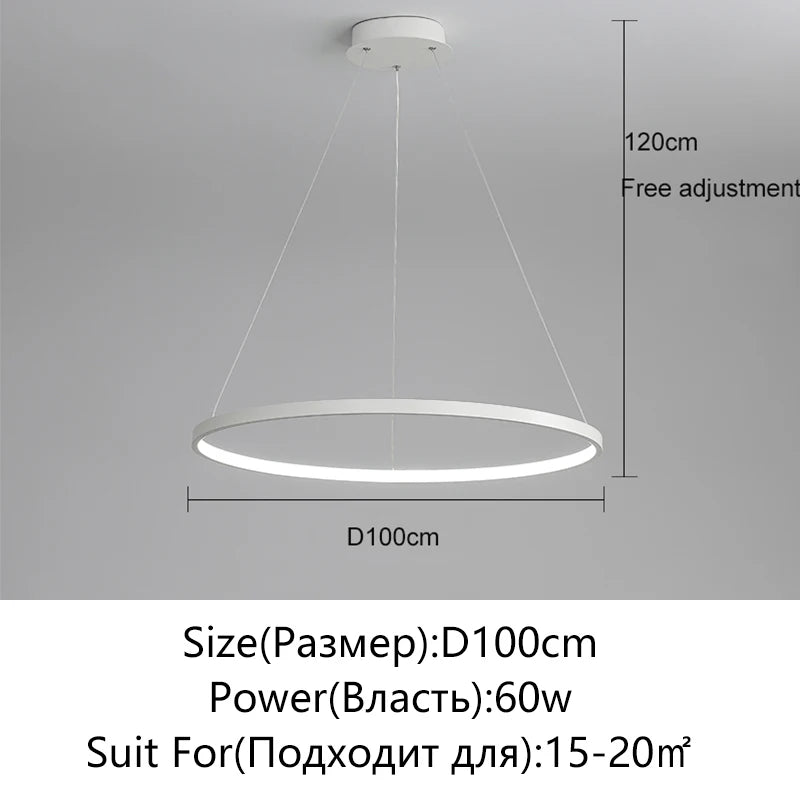 Modern Kerek LED Függesztő Lámpa – Fekete és Fehér Minimalista