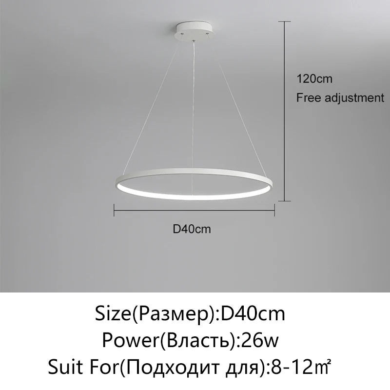 Modern Kerek LED Függesztő Lámpa – Fekete és Fehér Minimalista