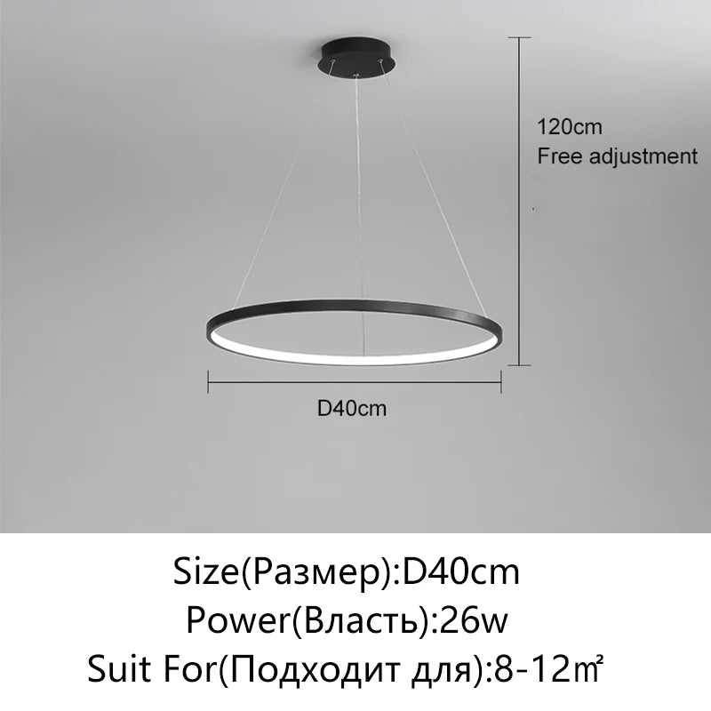 Modern Kerek LED Függesztő Lámpa – Fekete és Fehér Minimalista