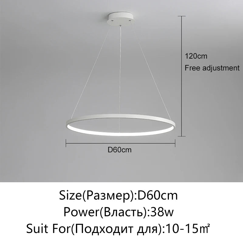 Modern Kerek LED Függesztő Lámpa – Fekete és Fehér Minimalista