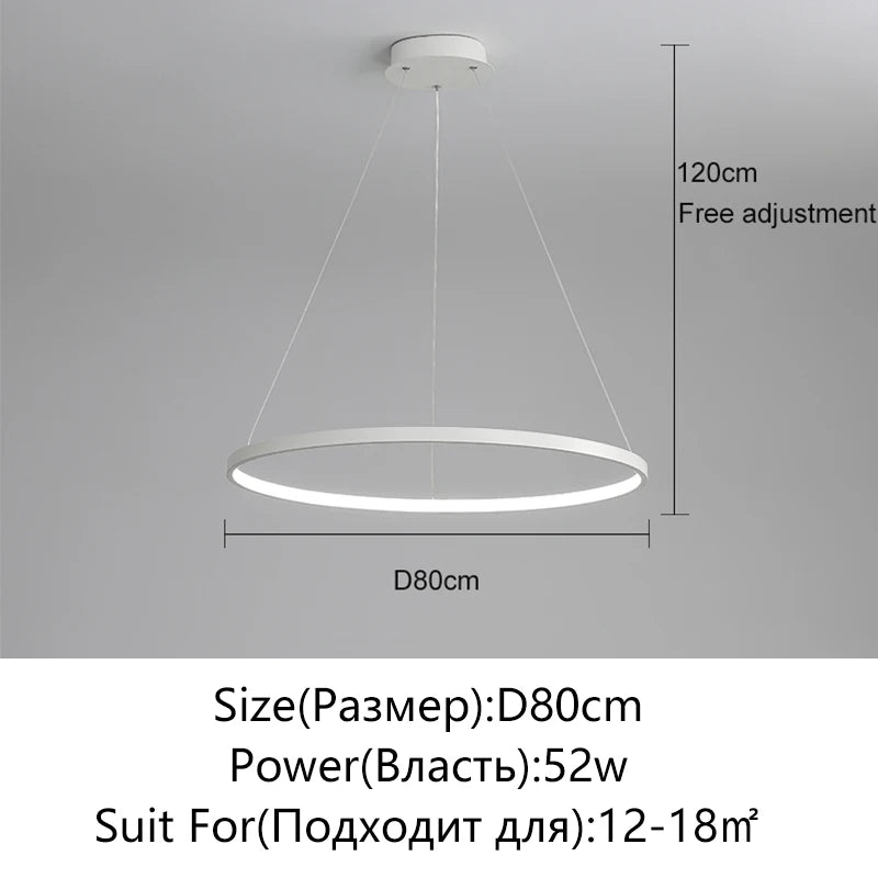Modern Kerek LED Függesztő Lámpa – Fekete és Fehér Minimalista