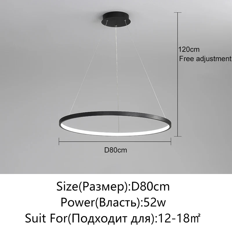Modern Kerek LED Függesztő Lámpa – Fekete és Fehér Minimalista