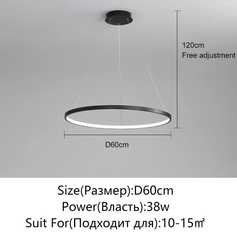 Modern Kerek LED Függesztő Lámpa – Fekete és Fehér Minimalista