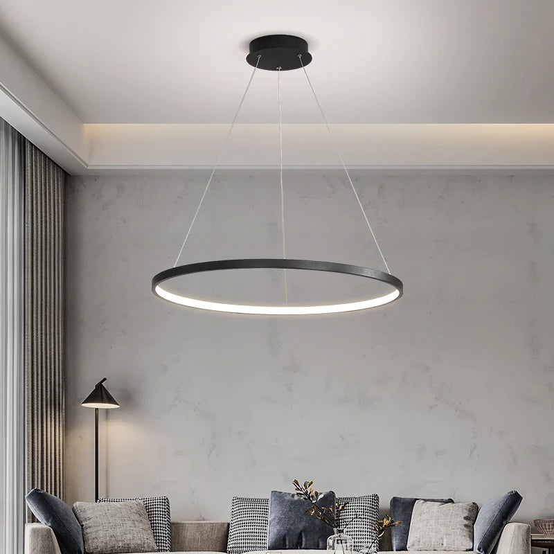 Modern Kerek LED Függesztő Lámpa – Fekete és Fehér Minimalista
