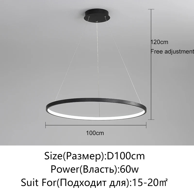 Modern Kerek LED Függesztő Lámpa – Fekete és Fehér Minimalista