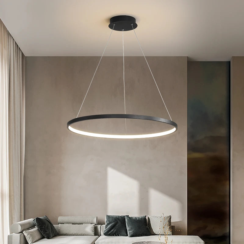 Modern Kerek LED Függesztő Lámpa – Fekete és Fehér Minimalista