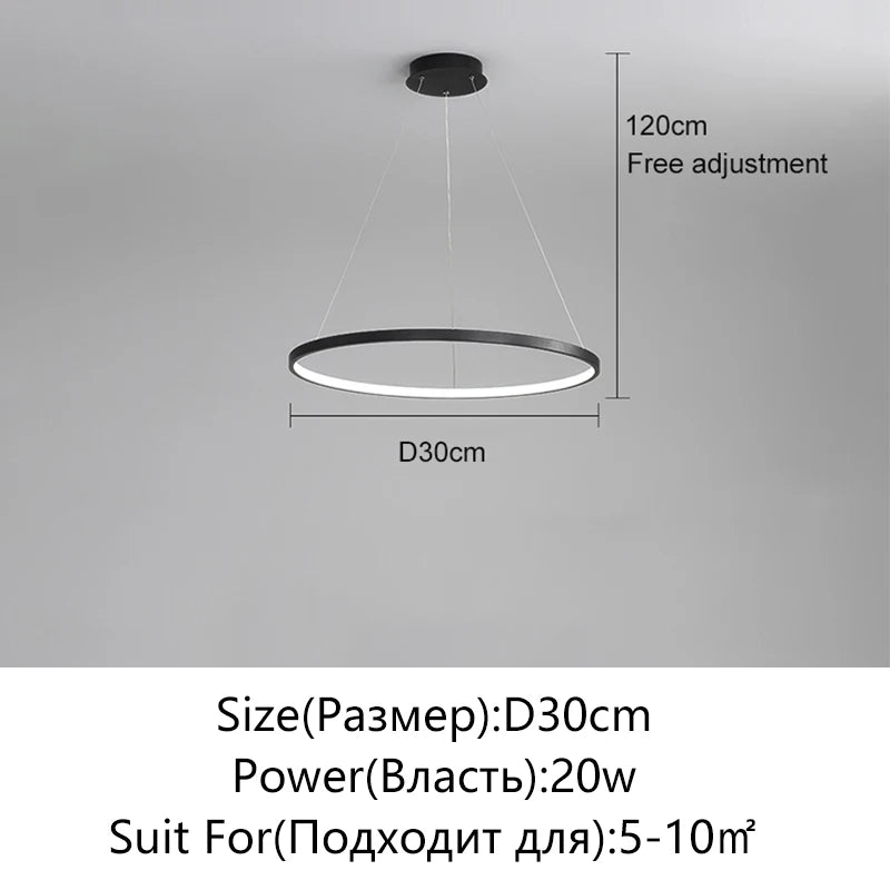 Modern Kerek LED Függesztő Lámpa – Fekete és Fehér Minimalista