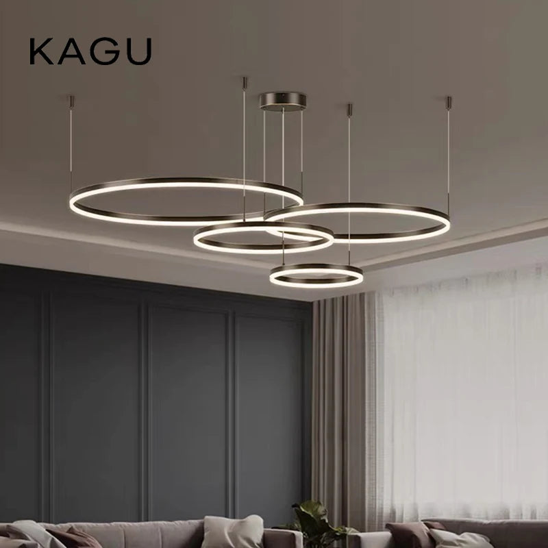 Modern LED Gyűrű Csillár – Arany vagy Fekete, Állítható Magasság