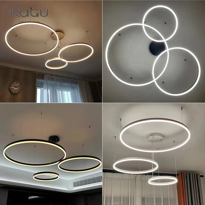 Modern LED Gyűrű Csillár – Arany vagy Fekete, Állítható Magasság