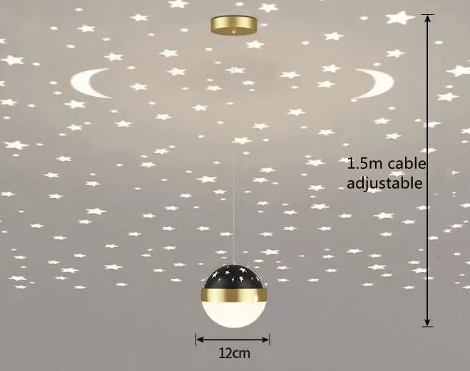 Hold Csillag LED Mennyezeti Lámpa – Arany Fekete Loft Design