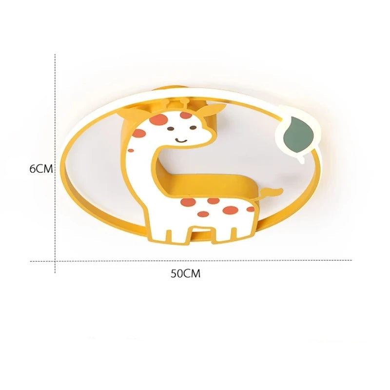 Zsiráf Gyerekszobai Mennyezeti Lámpa – Dimmelhető LED Távirányítóval, Ø50cm