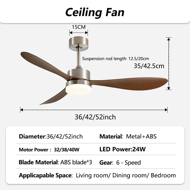 Ipari Retro Mennyezeti Ventilátor Lámpával – DC Motor, Távirányítóval