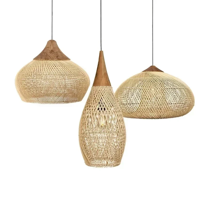 Nagy Rattan Kosár Csillár – Kézzel Font Boho Függő Lámpa Konyhába
