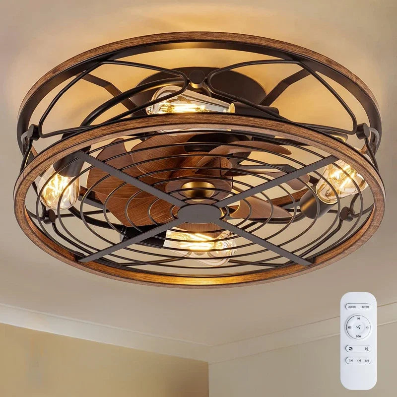 Farmhouse Mennyezeti Ventilátor Lámpával – 7 Lapátos, Távirányítós