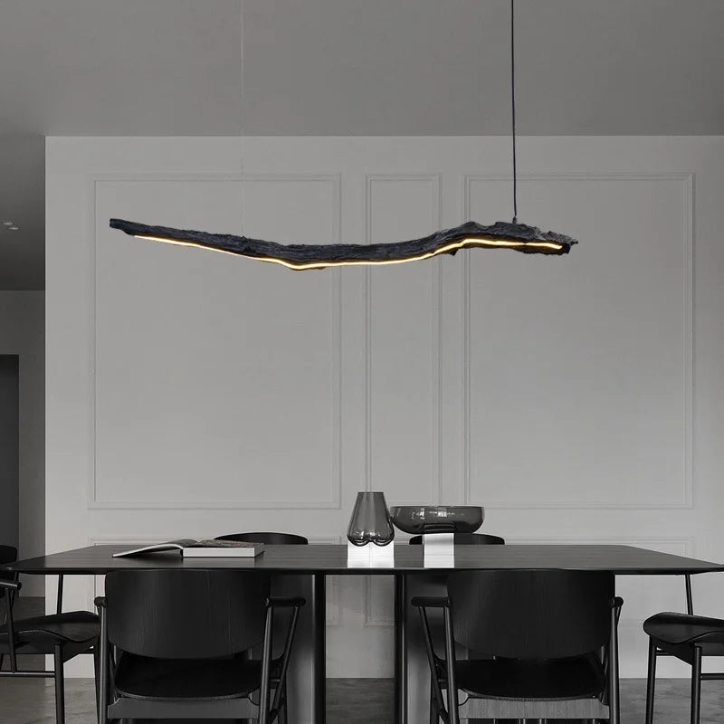Nordic LED Szalagcsillár – Wabi-Sabi Design Függőlámpa Étterembe és Irodába