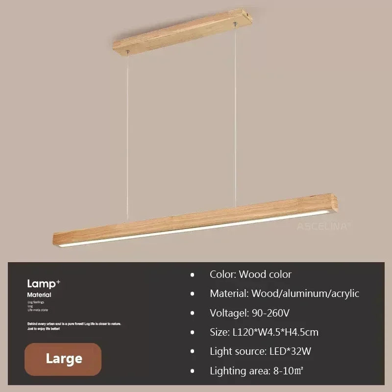 Fa Rúd LED Csillár – Étkezőasztal Függő Lámpa 80–120 cm