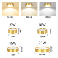 Arany LED Downlight Spotlámpa – Vékony Felületre Szerelt, Háromszinű, 5–25W