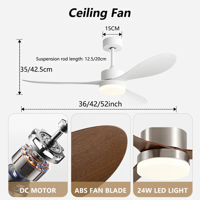 Ipari Retro Mennyezeti Ventilátor Lámpával – DC Motor, Távirányítóval