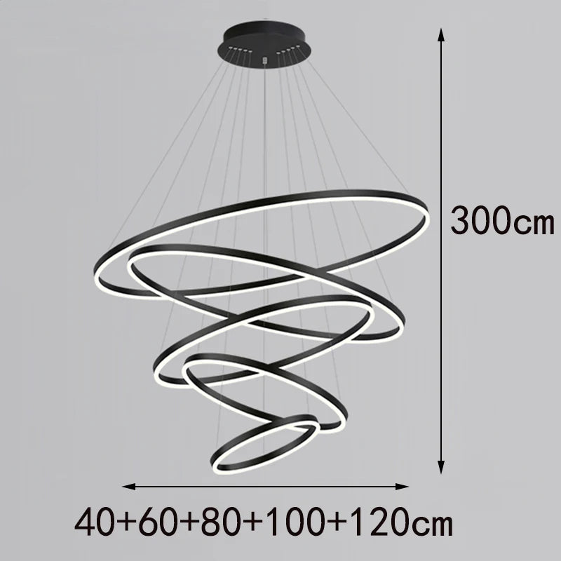 Többgyűrűs Modern LED Függesztő Csillár – 4–5 Gyűrű Nappaliba