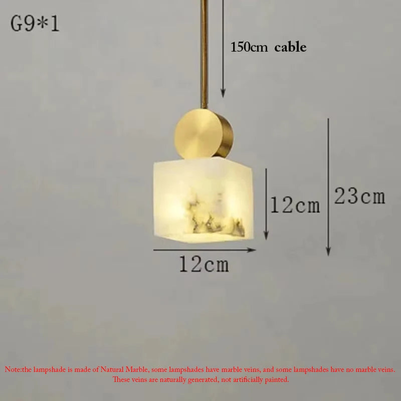Márvány és Réz Függő Lámpa – Nordic G9 LED Hálószobába és Étkezőbe