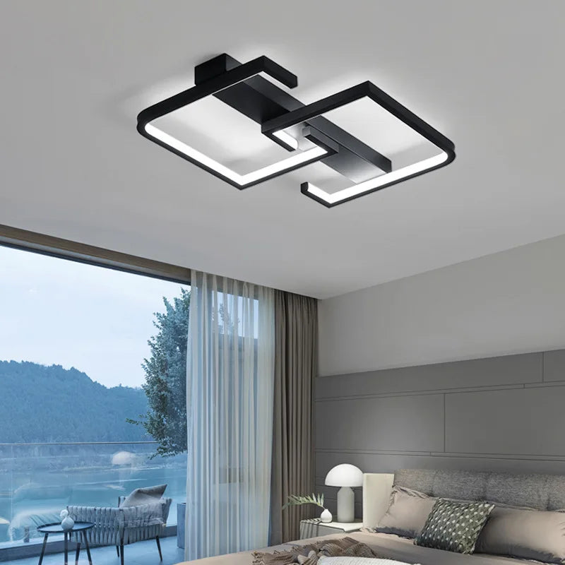Fekete Dimmelhető LED Mennyezeti Lámpa – Távirányítós Modern Design