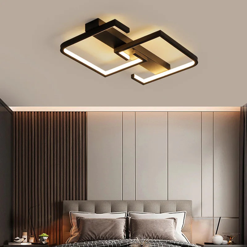 Fekete Dimmelhető LED Mennyezeti Lámpa – Távirányítós Modern Design