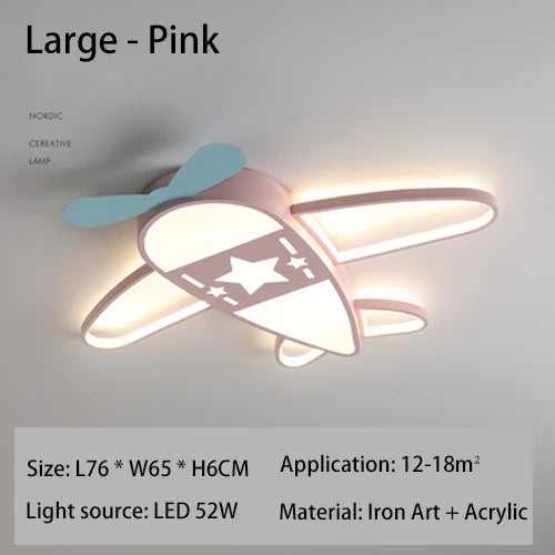 Repülős Gyerekszobai Mennyezeti Lámpa – LED Ventilátor Lámpával, Kék/Zöld/Rózsaszín
