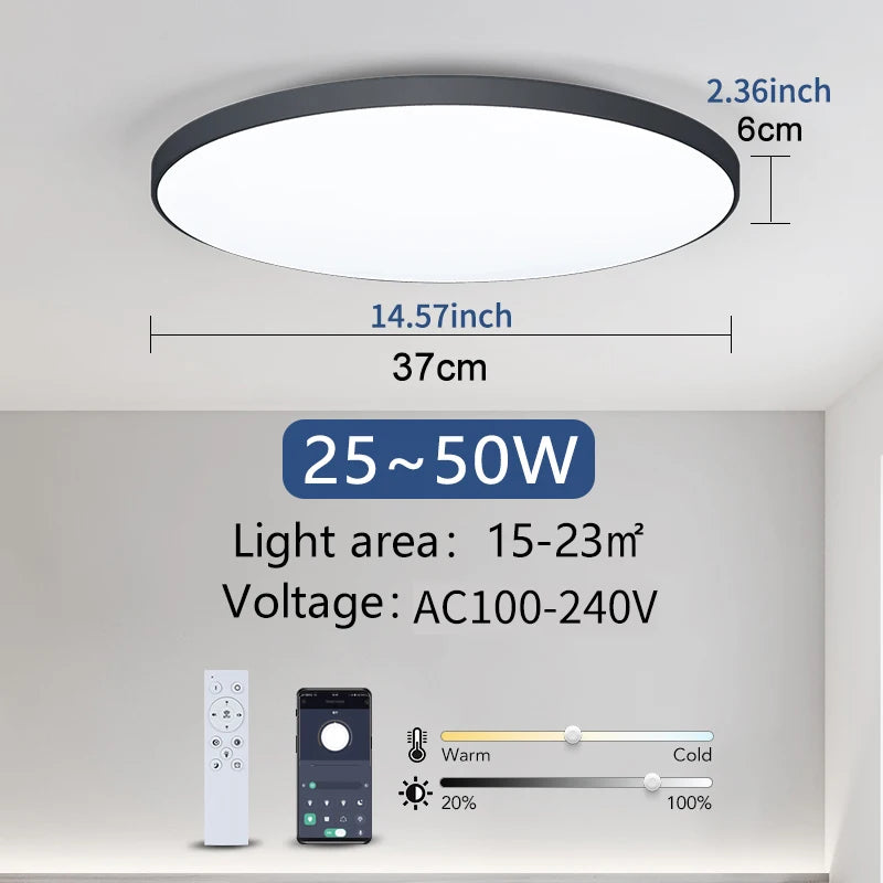 Okos Nagy LED Mennyezeti Lámpa – Távirányítós, Dimmelhető 36–80W