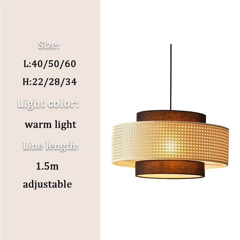 Vintage Rattan Fonott Függő Lámpa – Meleg Fehér LED Nappaliba és Étkezőbe