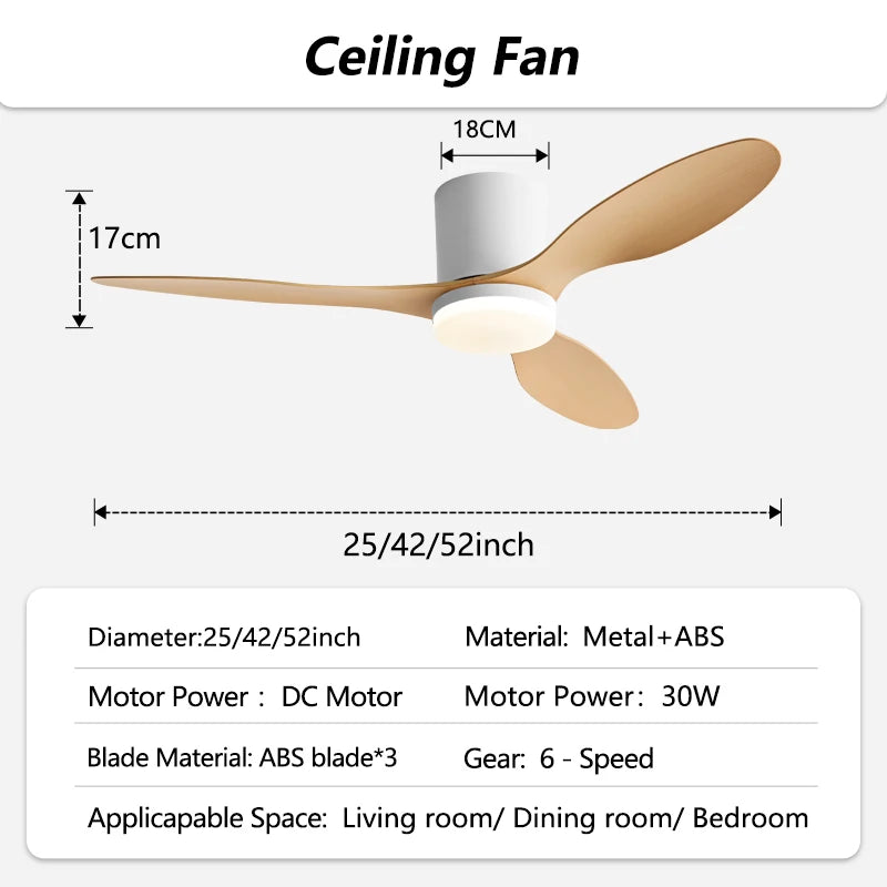 3 Lapátos DC Mennyezeti Ventilátor Lámpával – Alacsony Mennyezethez