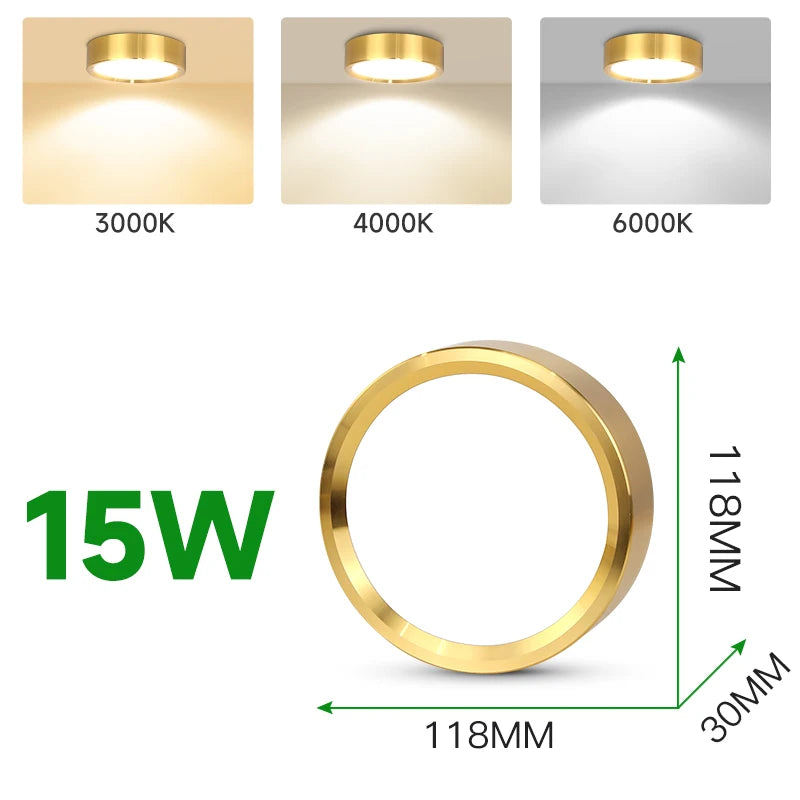 Arany LED Downlight Spotlámpa – Vékony Felületre Szerelt, Háromszinű, 5–25W