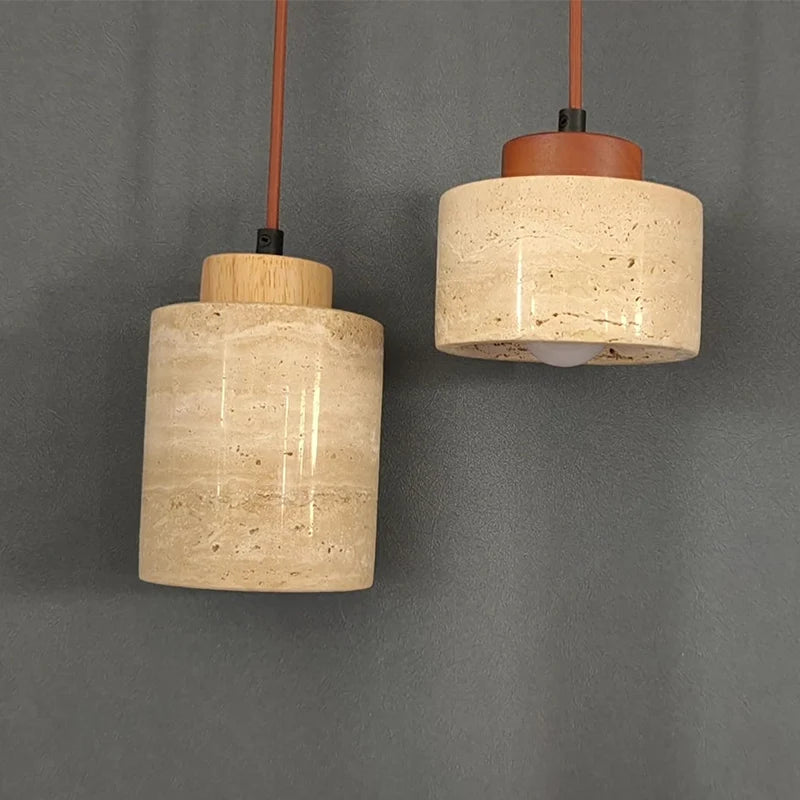 Wabi-Sabi Kő Éjjeliszekrény Függő Lámpa – Sárga Travertin Hálószobába