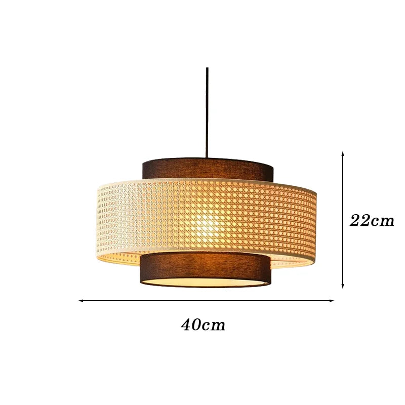 Vintage Rattan Fonott Függő Lámpa – Meleg Fehér LED Nappaliba és Étkezőbe