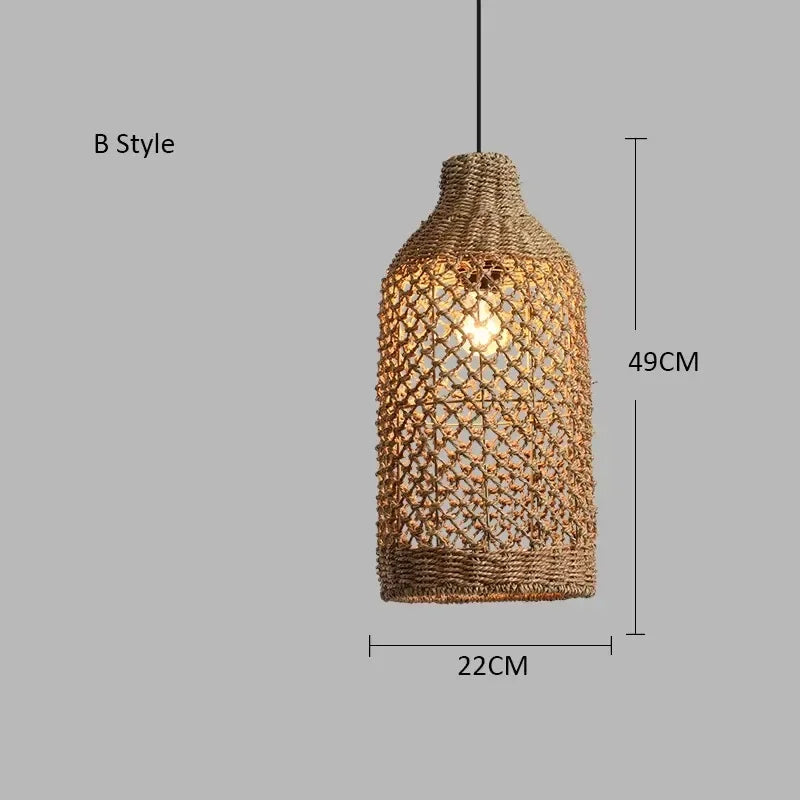 Retro Bambusz Rattan Függő Lámpa – Japán Lanternes Stílus Nappaliba