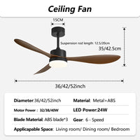 Ipari Retro Mennyezeti Ventilátor Lámpával – DC Motor, Távirányítóval