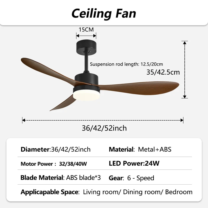 Ipari Retro Mennyezeti Ventilátor Lámpával – DC Motor, Távirányítóval