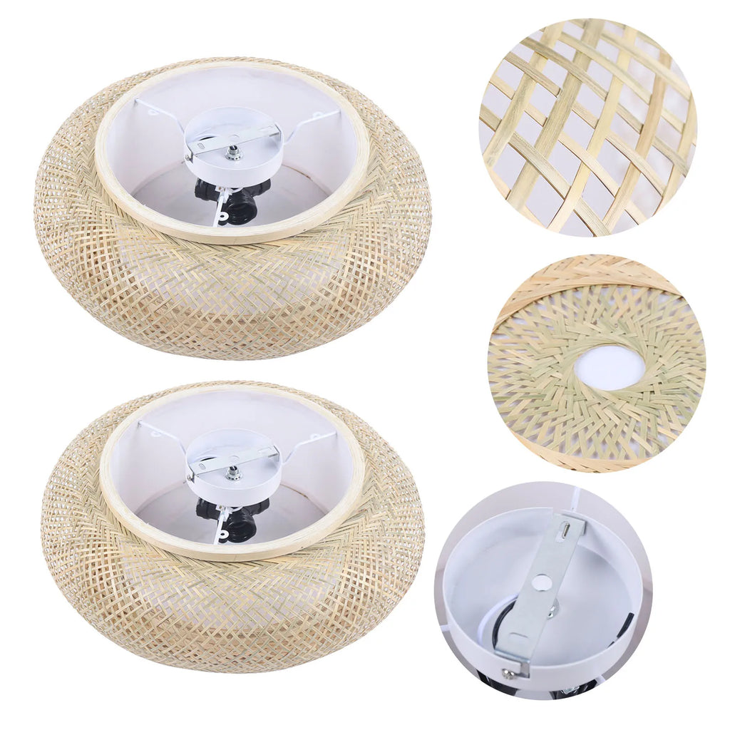 Fonott Bambusz Függő Lámpa – Rattan Hatású LED Nappaliba és Étkezőbe