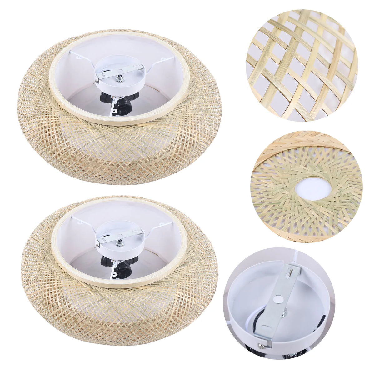 Fonott Bambusz Függő Lámpa – Rattan Hatású LED Nappaliba és Étkezőbe