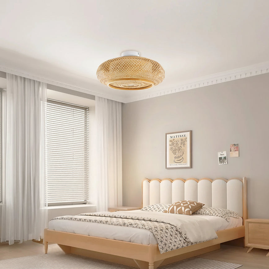 Bambusz Mennyezeti Lámpa – Fonott Rattan E27 LED Plafon