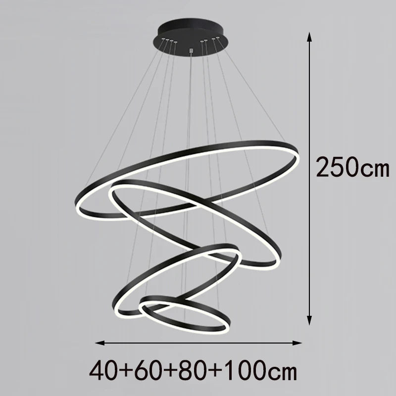 Többgyűrűs Modern LED Függesztő Csillár – 4–5 Gyűrű Nappaliba