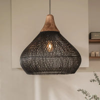 Nagy Rattan Kosár Csillár – Kézzel Font Boho Függő Lámpa Konyhába