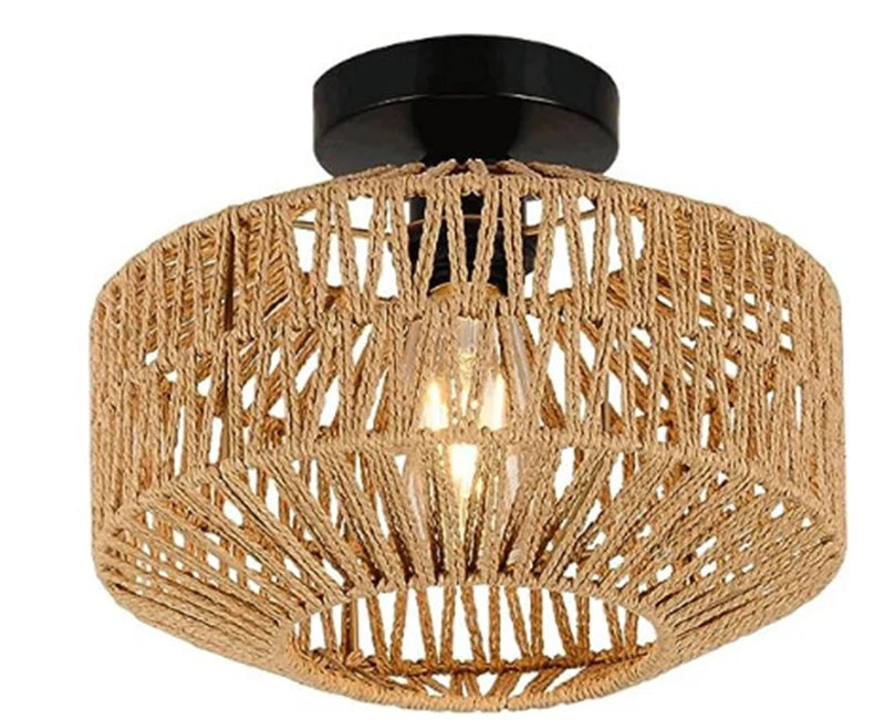 Rattán Mennyezeti Lámpa – Kézzel Szőtt E27 LED Lámpa