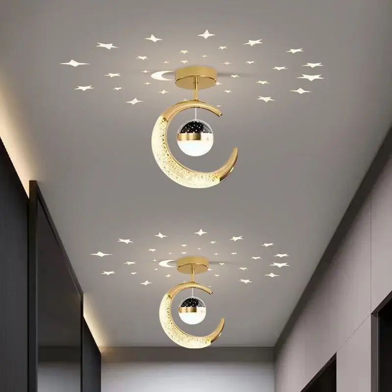 Hold Csillag LED Mennyezeti Lámpa – Arany Fekete Loft Design