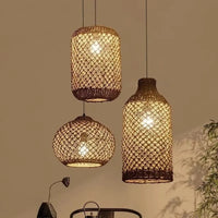Retro Bambusz Rattan Függő Lámpa – Japán Lanternes Stílus Nappaliba