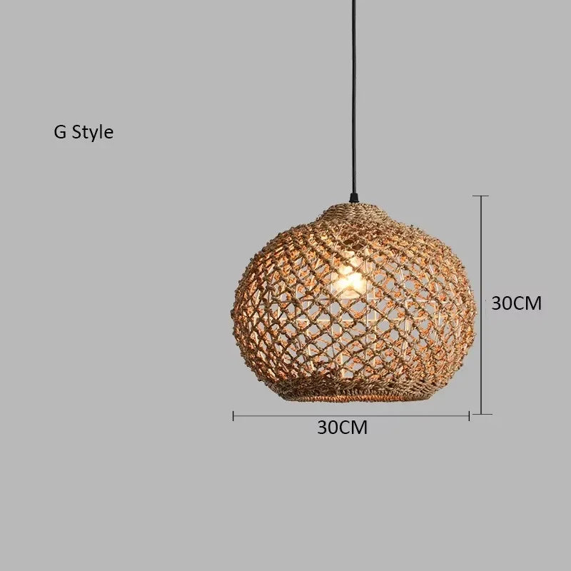 Retro Bambusz Rattan Függő Lámpa – Japán Lanternes Stílus Nappaliba