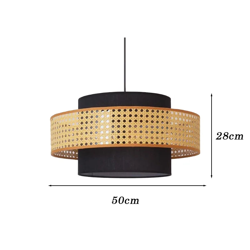 Vintage Rattan Fonott Függő Lámpa – Meleg Fehér LED Nappaliba és Étkezőbe