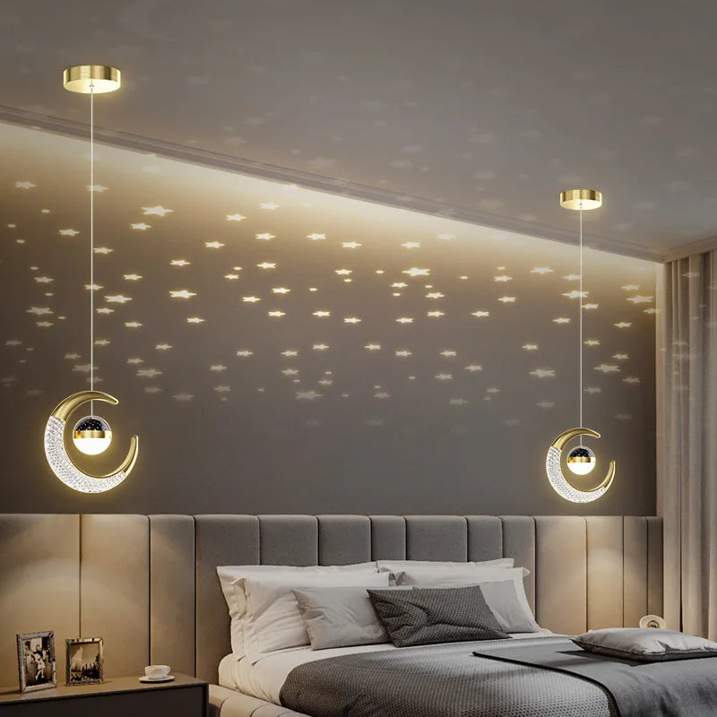 Hold Csillag LED Mennyezeti Lámpa – Arany Fekete Loft Design