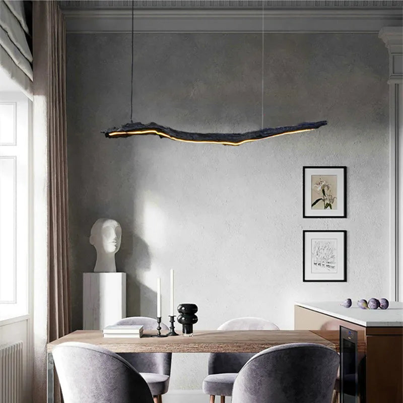 Nordic LED Szalagcsillár – Wabi-Sabi Design Függőlámpa Étterembe és Irodába